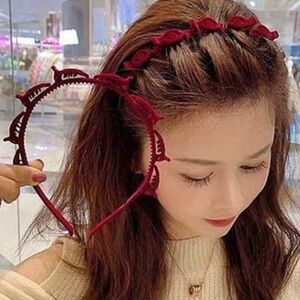 Red Velvet Hairbands with Braided clips